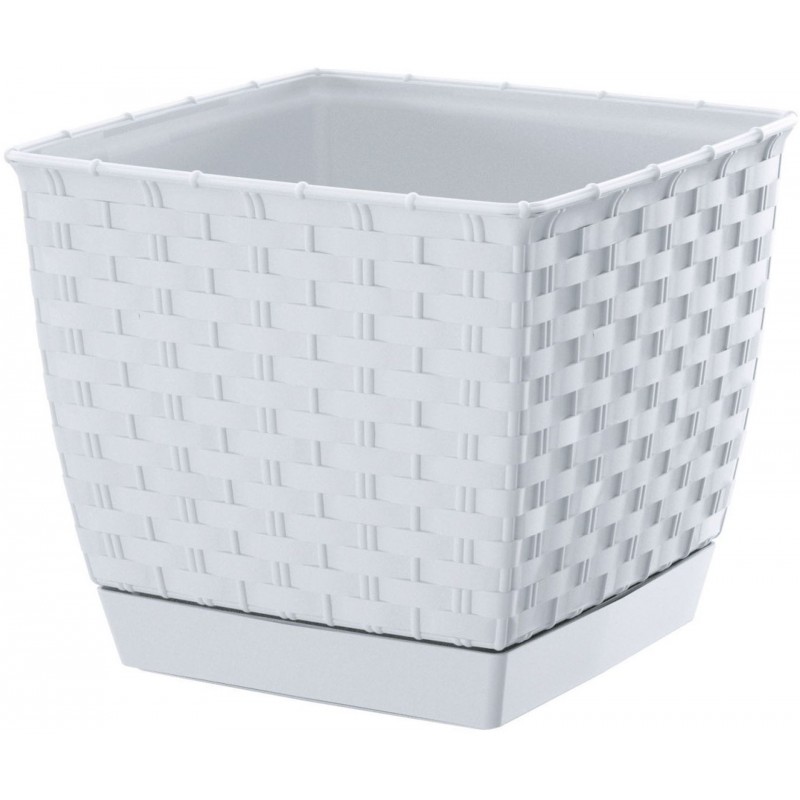 Prosperplast RATOLLA SQUARE Květináč s miskou 25cm, 8,2l, bílá DRLK250 Prosperplast RATOLLA SQUARE Květináč s miskou 25cm, 8,2l, bílá DRLK250