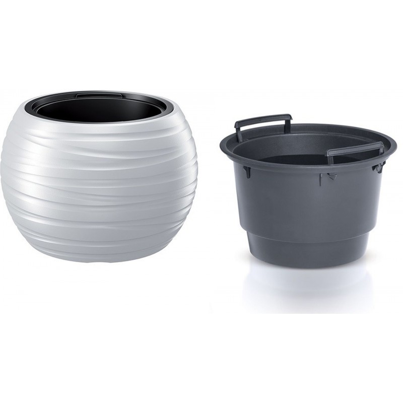 Prosperplast MAZE Květináč kulatý s vkladem 43,6cm, bílá DBMZK440