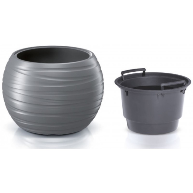 Prosperplast MAZE Květináč kulatý s vkladem 43,6cm, šedý kámen DBMZK440