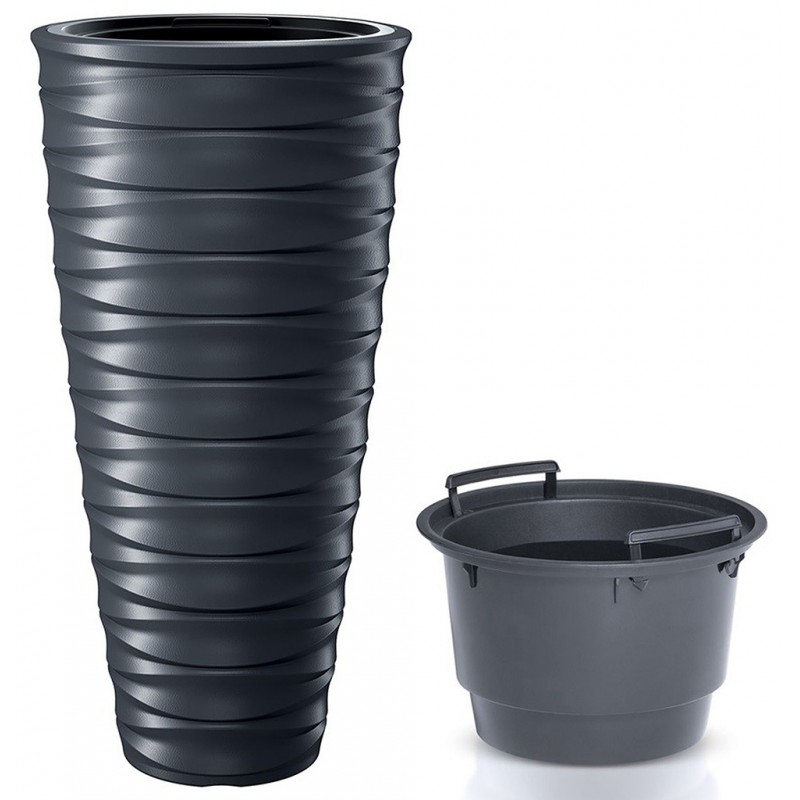 Prosperplast FREZE Květináč vysoký s vkladem 38,3cm, antracit DHFE400 Prosperplast FREZE Květináč vysoký s vkladem 38,3cm, antracit DHFE400