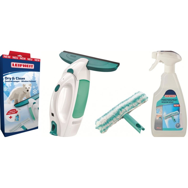 LEIFHEIT WINDOW CLEANER vysavač na okna s mopem + čistič na sklo ve spreji 500ml, 51019