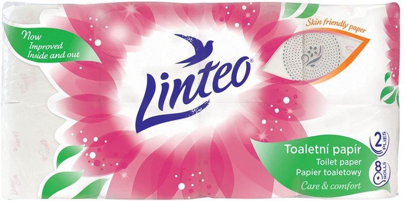 LINTEO Toaletní papír 8 rolí, bílý, 2-vrstvý 20678