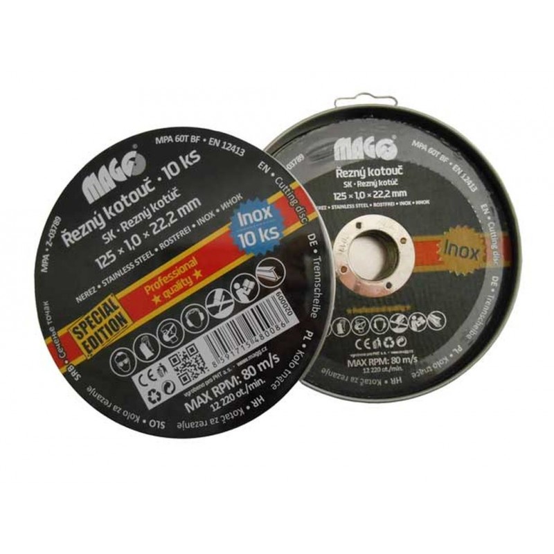 MAGG řezné kotouče 125 x 1,0 x 22,2 mm speciální edice 10 ks 020009 MAGG řezné kotouče 125 x 1,0 x 22,2 mm speciální edice 10 ks 020009