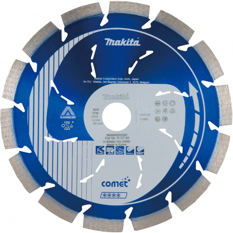 MAKITA B-27193 diamantový kotouč COMET 180x10mm H22,2 MAKITA B-27193 diamantový kotouč COMET 180x10mm H22,2