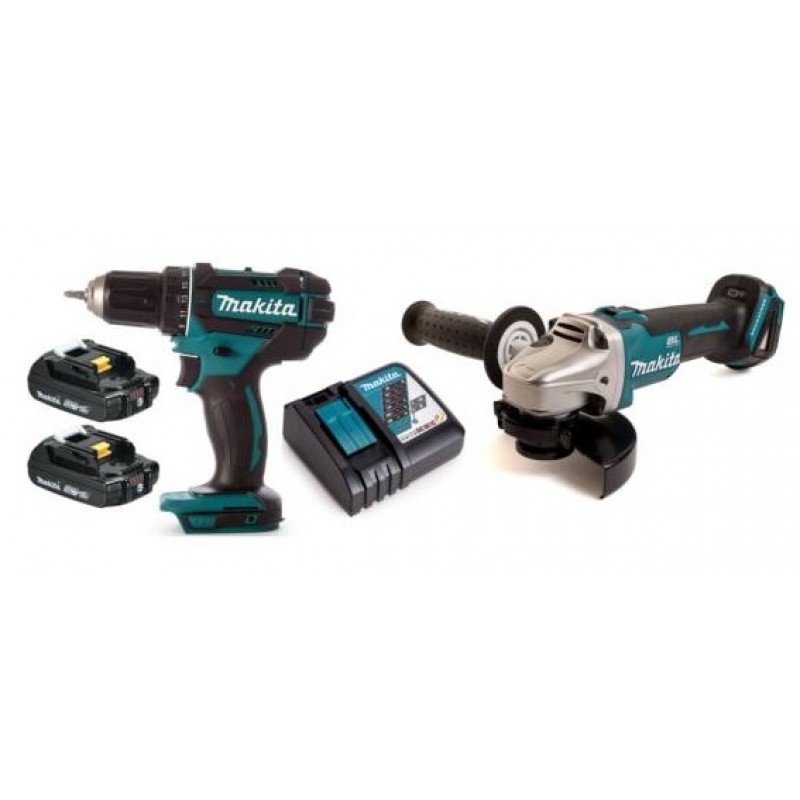 MAKITA S17E4-P6 Aku Set DDF482RAE + DGA504Z + 2xAku BL1820B +nabíječka DC18RC MAKITA S17E4-P6 Aku Set DDF482RAE + DGA504Z + 2xAku BL1820B +nabíječka DC18RC