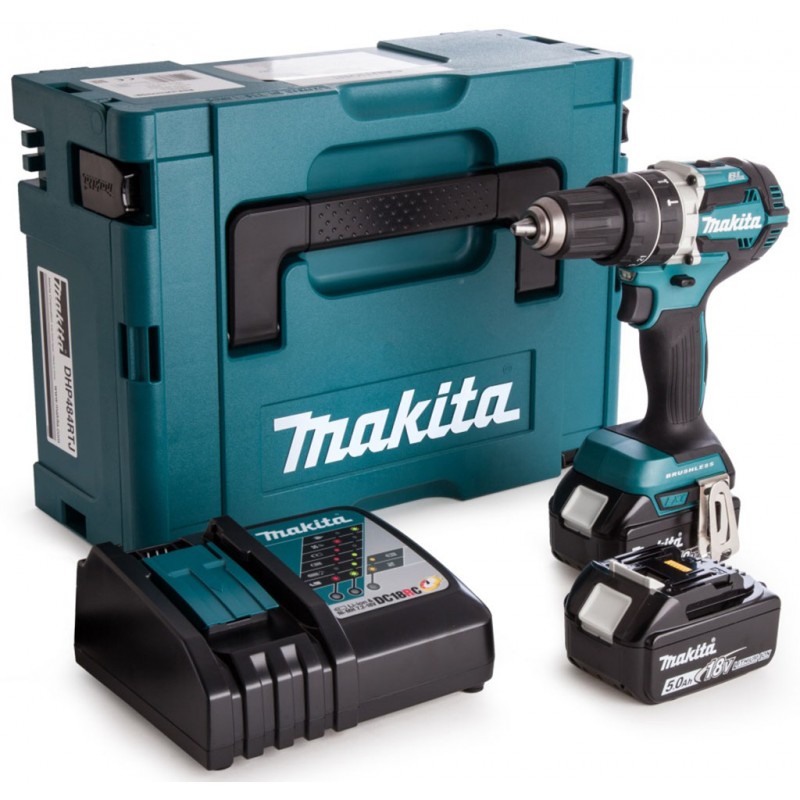 MAKITA DHP484RTJ Aku bezuhlíkový příklepový šroubovák Li-ion (18V/2x5,0 Ah) Makpac MAKITA DHP484RTJ Aku bezuhlíkový příklepový šroubovák Li-ion (18V/2x5,0 Ah) Makpac