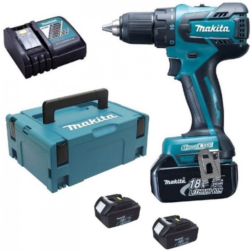 MAKITA Aku bezuhlíkový příklepový šroubovák Li-ion 3xaku 18V 3,0 Ah, systainer DHP459RF3J MAKITA Aku bezuhlíkový příklepový šroubovák Li-ion 3xaku 18V 3,0 Ah, systainer DHP459RF3J