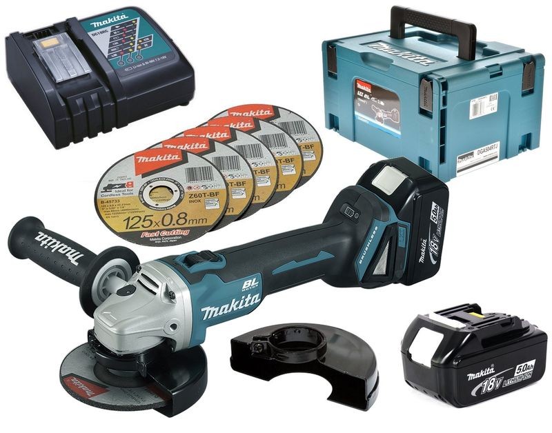 MAKITA DGA504RTJ1 Aku úhlová bruska 125mm, Li-ion 18V/5,0Ah, systainer