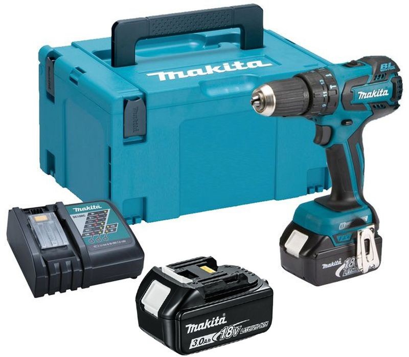 MAKITA DHP459RFJ Aku bezuhlíkový příklepový šroubovák Li-ion 2xaku 18V 3,0 Ah, Makpac