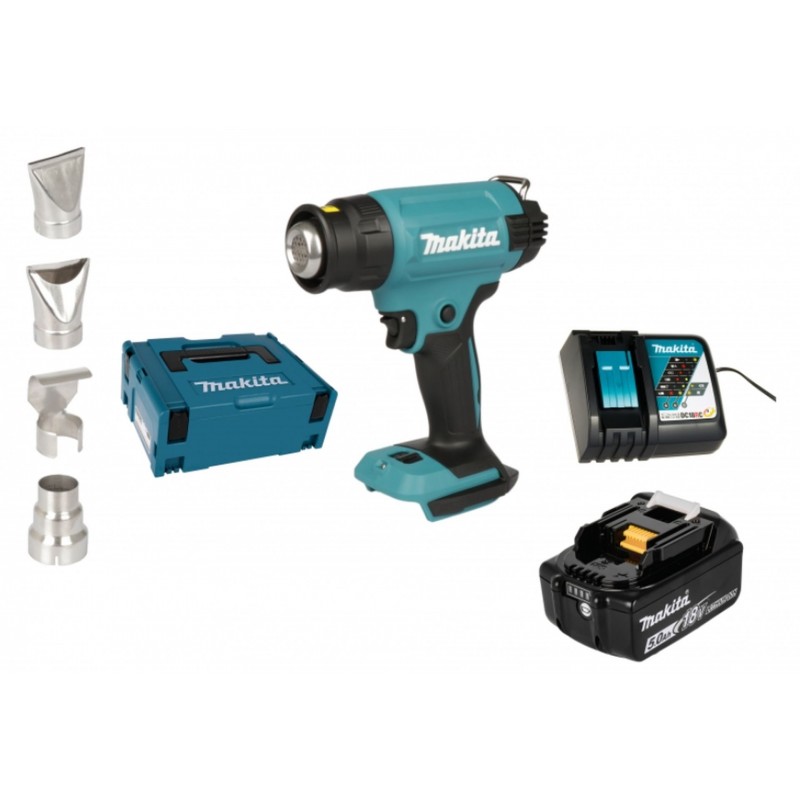 MAKITA DHG181RT1J Aku horkovzdušná pistole s regulací, Li-ion LXT 18V/5,0Ah, Makpac
