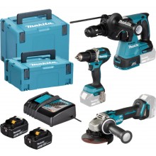 MAKITA DLX3195JX1 Aku set DDF484+DGA504+DHR243+DC18RC+2x BL1850B+2xMakpac
