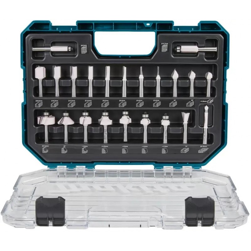 MAKITA D-74778 Sada fréz po zanořovací a jednoruční frézky 8 mm, 22 ks, v plastovém kufru MAKITA D-74778 Sada fréz po zanořovací a jednoruční frézky 8 mm, 22 ks, v plastovém kufru