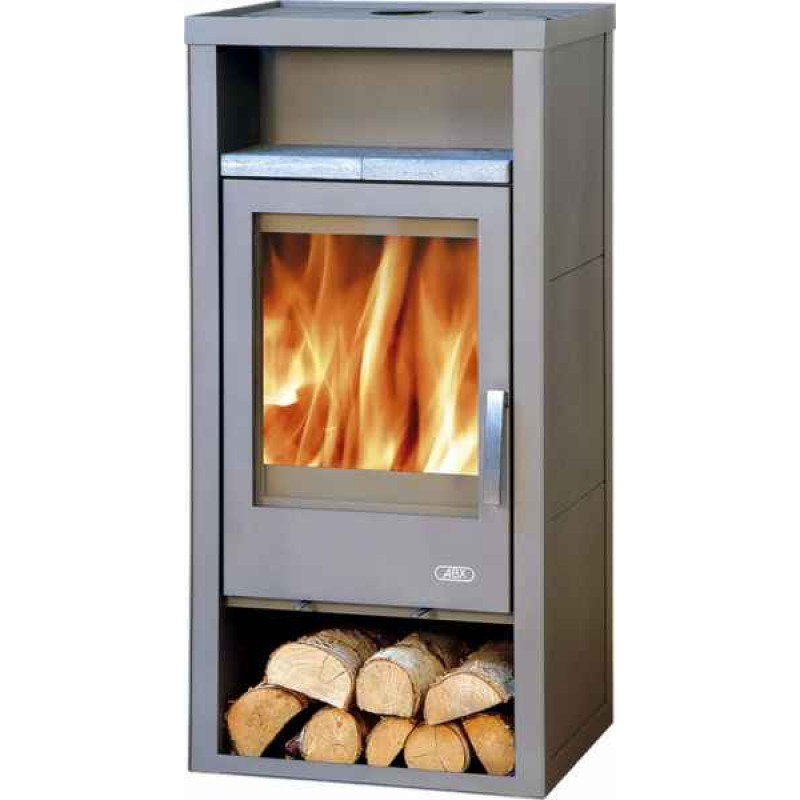 ABX Malmö 4664-6 krbová kamna na dřevo, šedý plech, pícka mastek