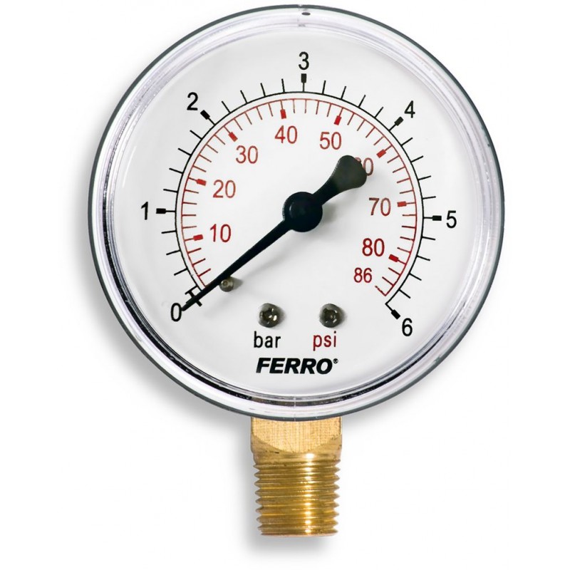 NOVASERVIS Manometr 63mm 1/4" radiální, 0-6 bar M6306R NOVASERVIS Manometr 63mm 1/4" radiální, 0-6 bar M6306R