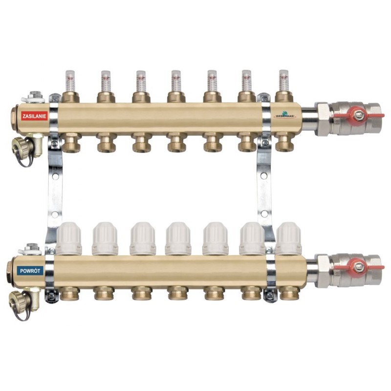 NOVASERVIS rozdělovač s termostatickými ventily, šroubením, průtokoměry, 8 okruhů RZP08 NOVASERVIS rozdělovač s termostatickými ventily, šroubením, průtokoměry, 8 okruhů RZP08
