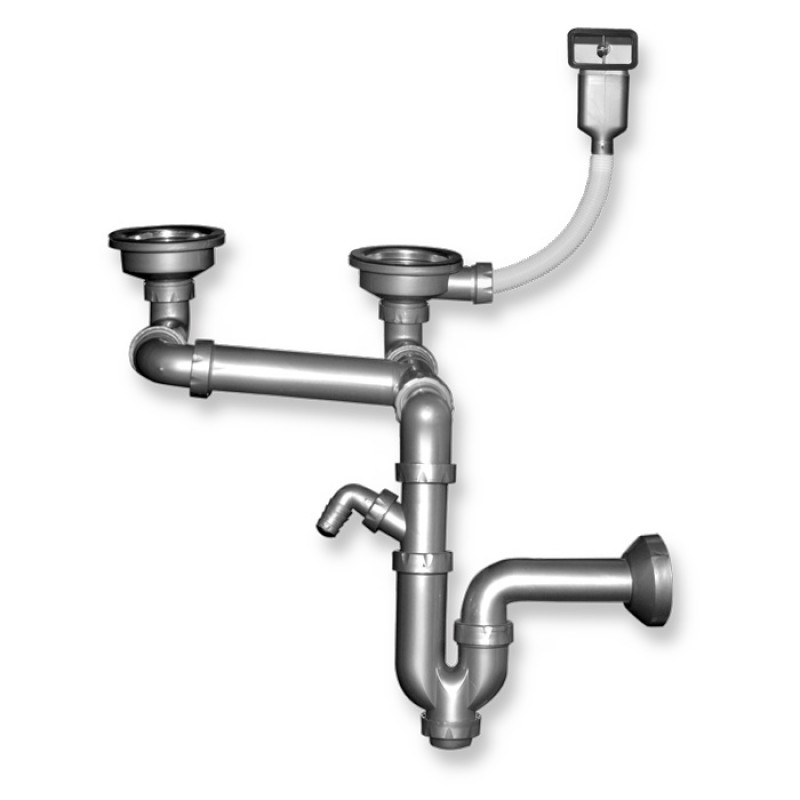 NOVASERVIS sifon na dvojitý dřez, 89mm, přepad z dřezu NSP620 NOVASERVIS sifon na dvojitý dřez, 89mm, přepad z dřezu NSP620