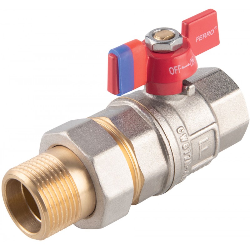 NOVASERVIS Ferro kulový plnoprůtočný kohout se šroubením 3/4" motýlek FKPS2