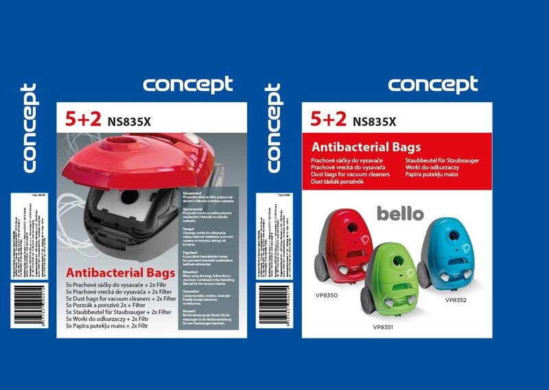 CONCEPT NS835X Náhradní papírové sáčky 5+2 ns835X