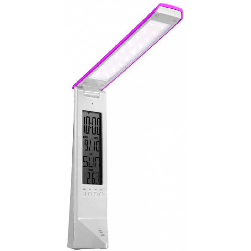 PANLUX DAISY multifunkční stolní lampička s displejem, bílo/růžová PN15300001