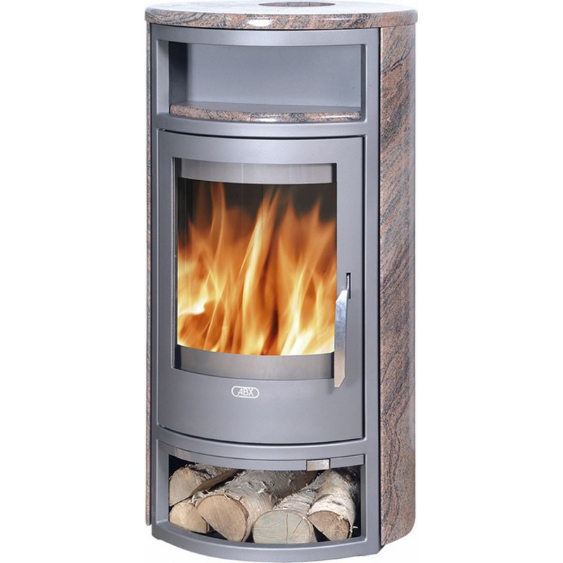 ABX Polar 4654-8-III, krbová kamna na dřevo, černý plech + žula kašmír, vč. horní desky
