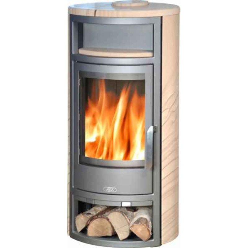 ABX Polar 4654-4-II krbová kamna na dřevo, šedý plech + pískovec, včetně horní desky