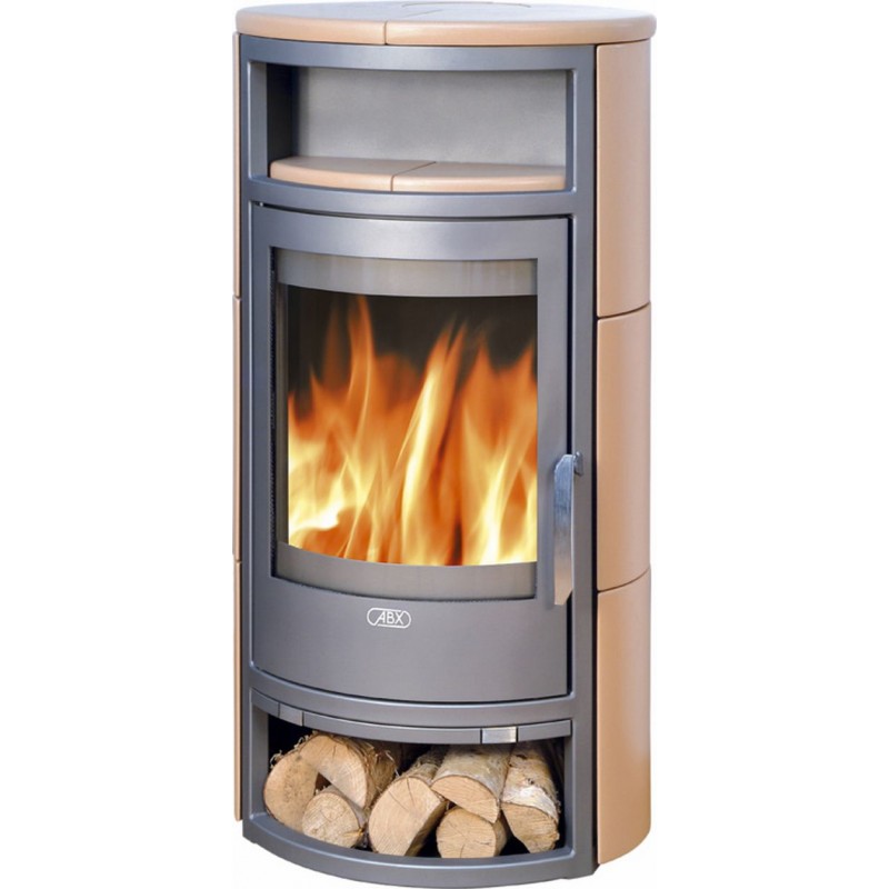 ABX Polar 4654-6-II krbová kamna na dřevo, černé + kachle coffee, vč. horní desky