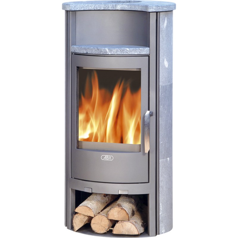 ABX Pori 4671-5, krbová kamna na dřevo, šedý plech + mastek rovný, vč. horní desky - hagos