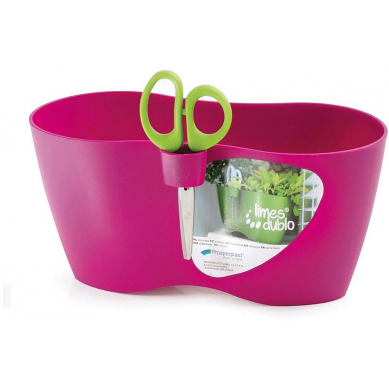 PROSPERPLAST LIMES DUBLO dvojkvětináč na bylinky s nůžkami 25x12x12cm, 2,5l, fialový DLD250