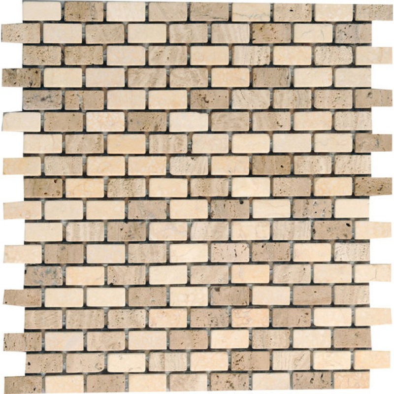 SAPHO ROCA BEIGE&TRAVERTIN kamenná mozaika, plato 30,5x30,5; 1,5x3 (bal. 15 ks) HPF335