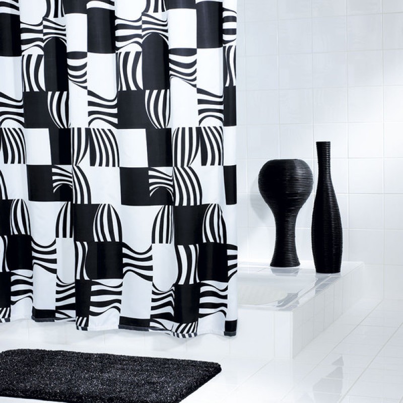 SAPHO SWING sprchový závěs 180x200cm, polyester, černá 42370 SAPHO SWING sprchový závěs 180x200cm, polyester, černá 42370