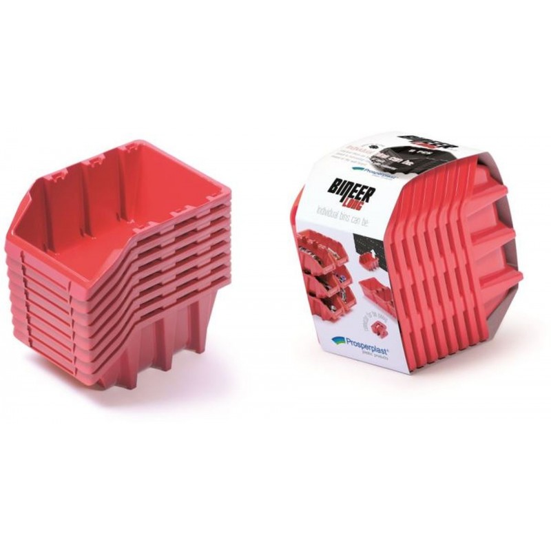 Prosperplast BINEER LONG SET Plastové úložné boxy 8 kusů, 160x98x160mm, červená KBILS16-30 Prosperplast BINEER LONG SET Plastové úložné boxy 8 kusů, 160x98x160mm, červená KBILS16-30