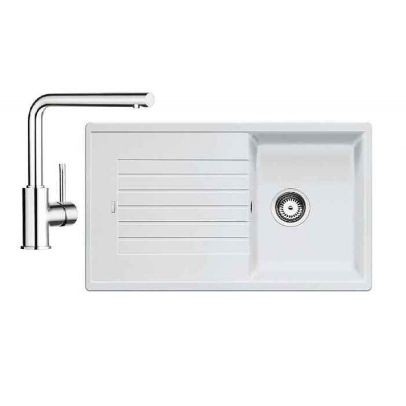 BLANCO SET dřez ZIA 45 SL bílá Silgranit+ dřezová baterie MILA chrom