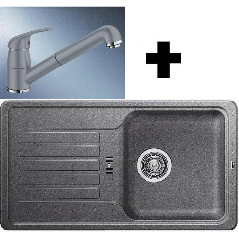 BLANCO SET granitový dřez FAVOS mini hliníková metalíza a baterie Daras-S