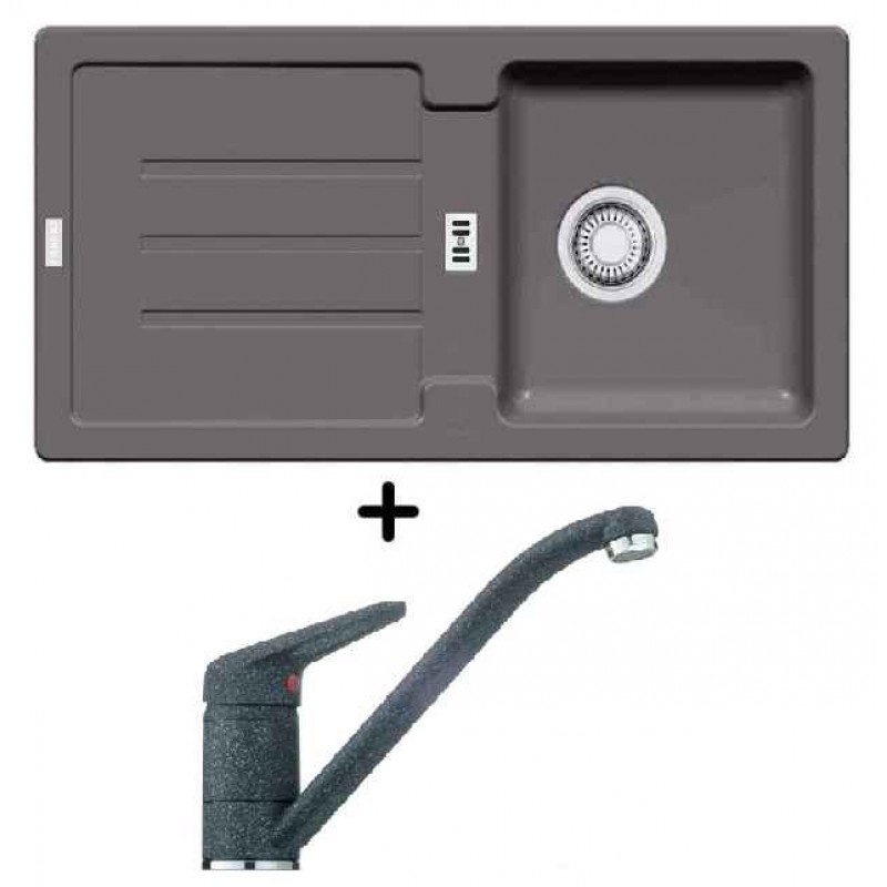 Franke SET G27 granitový dřez STG 614 šedý kámen + dřezová baterie FC 9541.084 Franke SET G27 granitový dřez STG 614 šedý kámen + dřezová baterie FC 9541.084