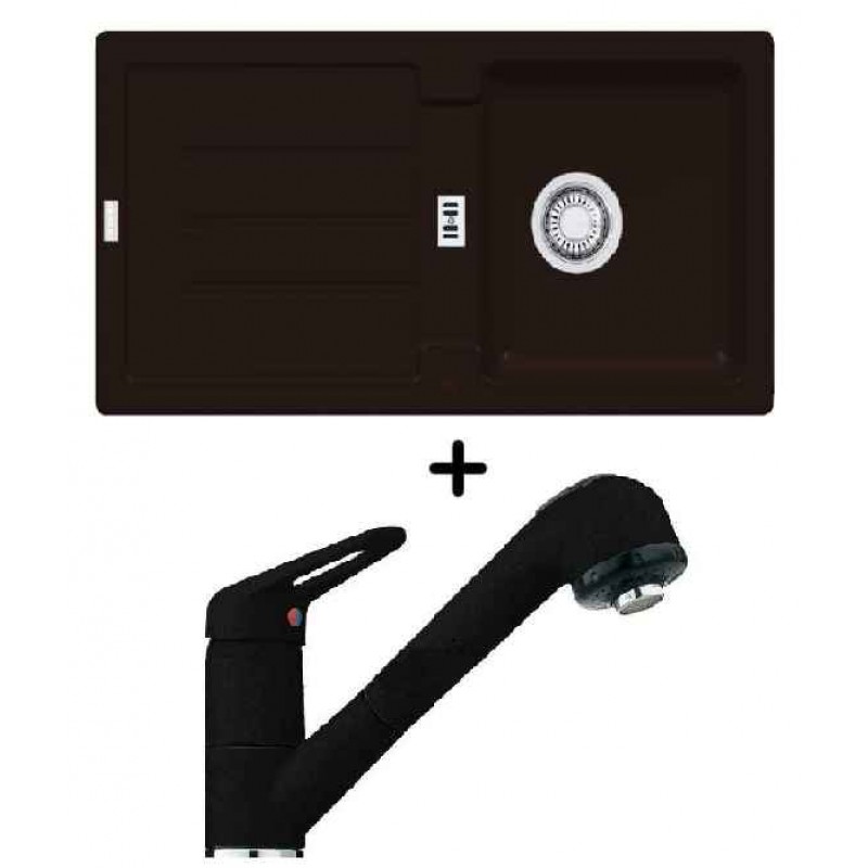 Franke SET G28 granitový dřez STG 614 onyx + dřezová baterie FC 9547.071