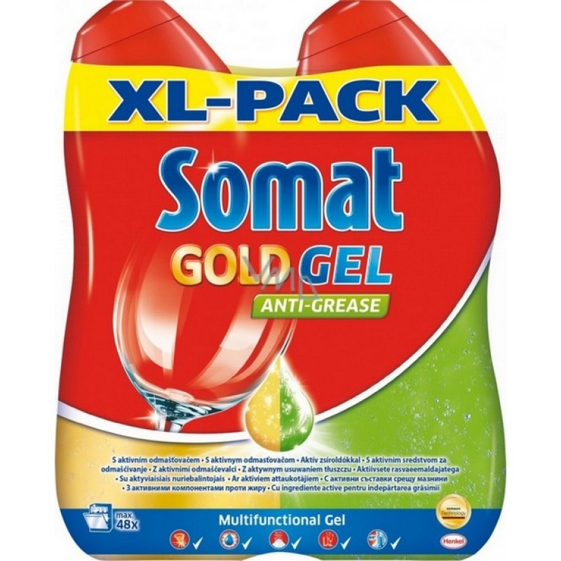 SOMAT Gold gel 48 dávek Antigrease 2x600ml SOMAT Gold gel 48 dávek Antigrease 2x600ml