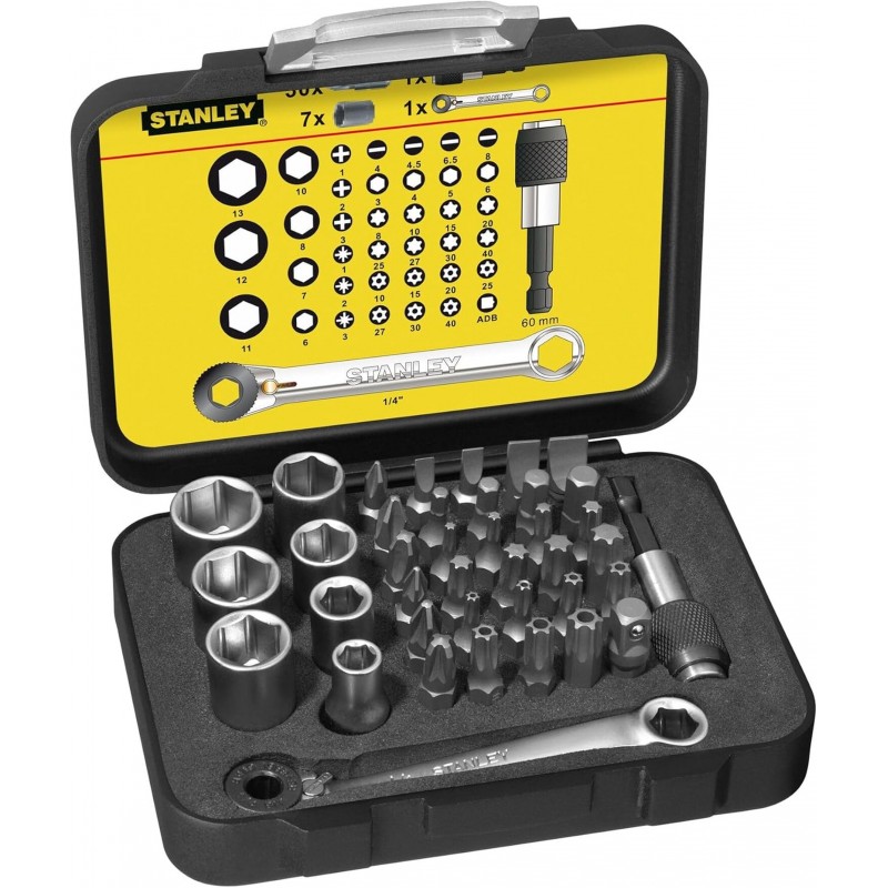 STANLEY 1-13-907 1/4" 40dílná sada bitů s ráčnovým klíčem Expert STANLEY 1-13-907 1/4" 40dílná sada bitů s ráčnovým klíčem Expert
