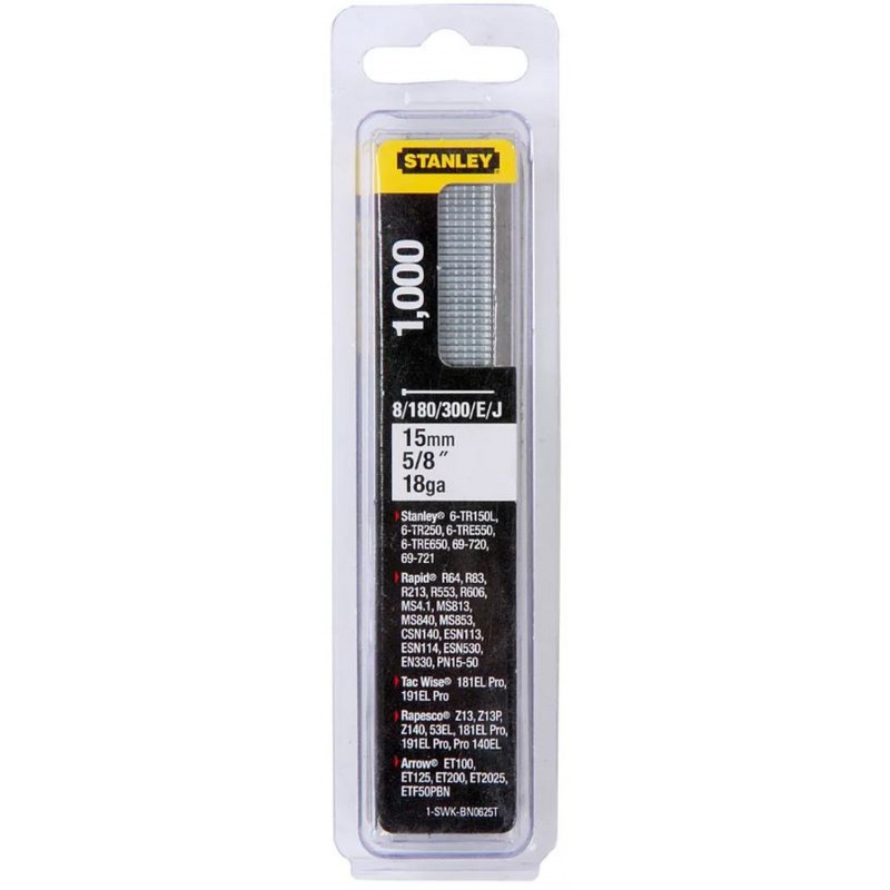 STANLEY 1-SWK-BN0625T 15mm/5/8"/18 Kolářské hřebíky typ 8/300/E/J, 1000ks