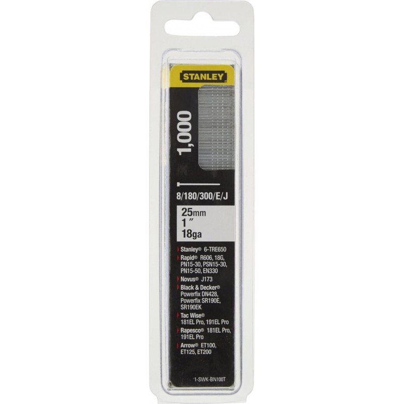STANLEY 1-SWKBN100T 25mm/1"/18 Kolářské hřebíky typ 8/300/E/J, 1000ks