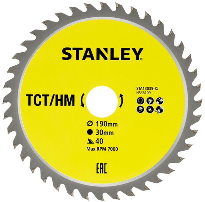 STANLEY STA13035 Pilový kotouč TCT/HM pro příčné řezy 190x30mm, 40 zubů STANLEY STA13035 Pilový kotouč TCT/HM pro příčné řezy 190x30mm, 40 zubů