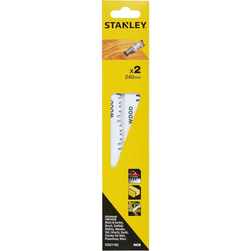STANLEY STA21182 Pilové listy HCS na větve pro mečovou pilu, délka 240mm, 2ks STANLEY STA21182 Pilové listy HCS na větve pro mečovou pilu, délka 240mm, 2ks