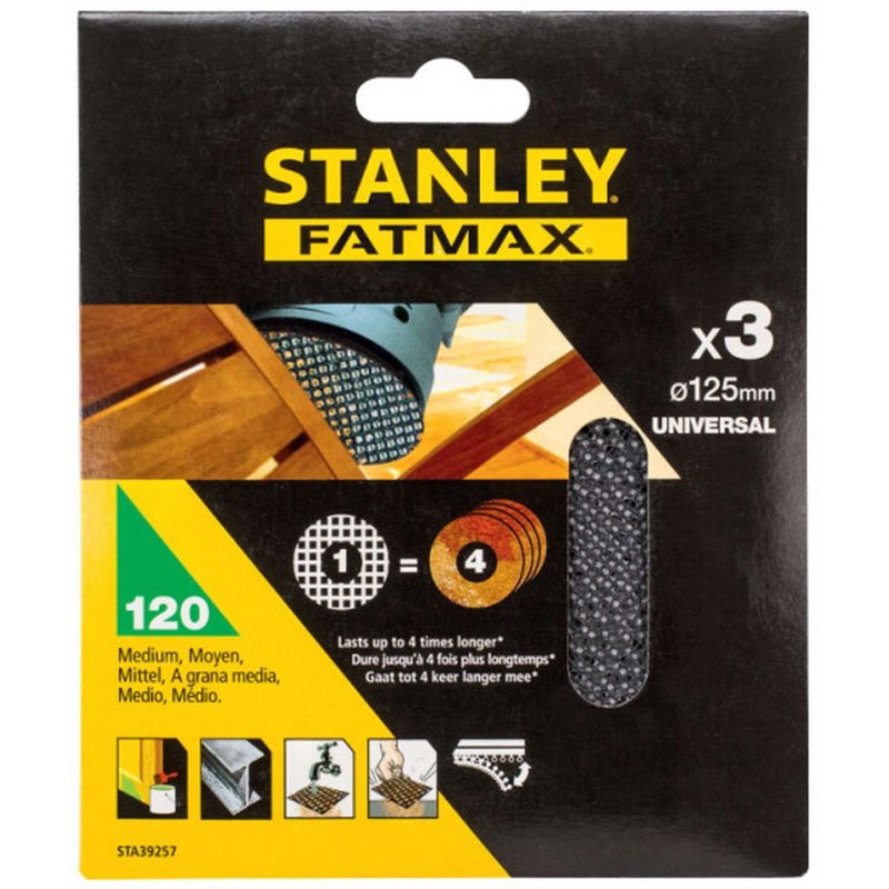 STANLEY STA39257-XJ Brusné mřížky pro excentrickou brusku 125mm, P120, 3ks STANLEY STA39257-XJ Brusné mřížky pro excentrickou brusku 125mm, P120, 3ks