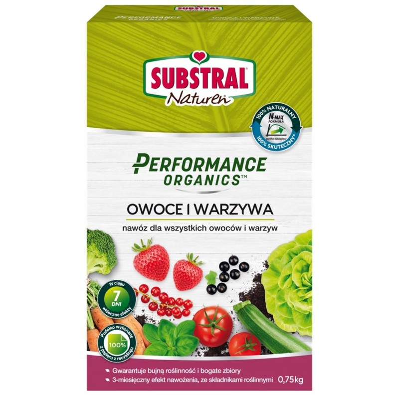 SUBSTRAL Organické hnojivo PERFORMANCE ORGANICS granulované - ovoce a zelenina 750g SUBSTRAL Organické hnojivo PERFORMANCE ORGANICS granulované - ovoce a zelenina 750g