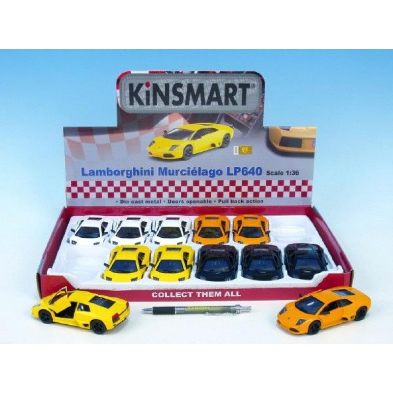 Auto Kinsmart Lamborghini Murciélago, kov, 12,5cm, na zpětné natažení 00027646