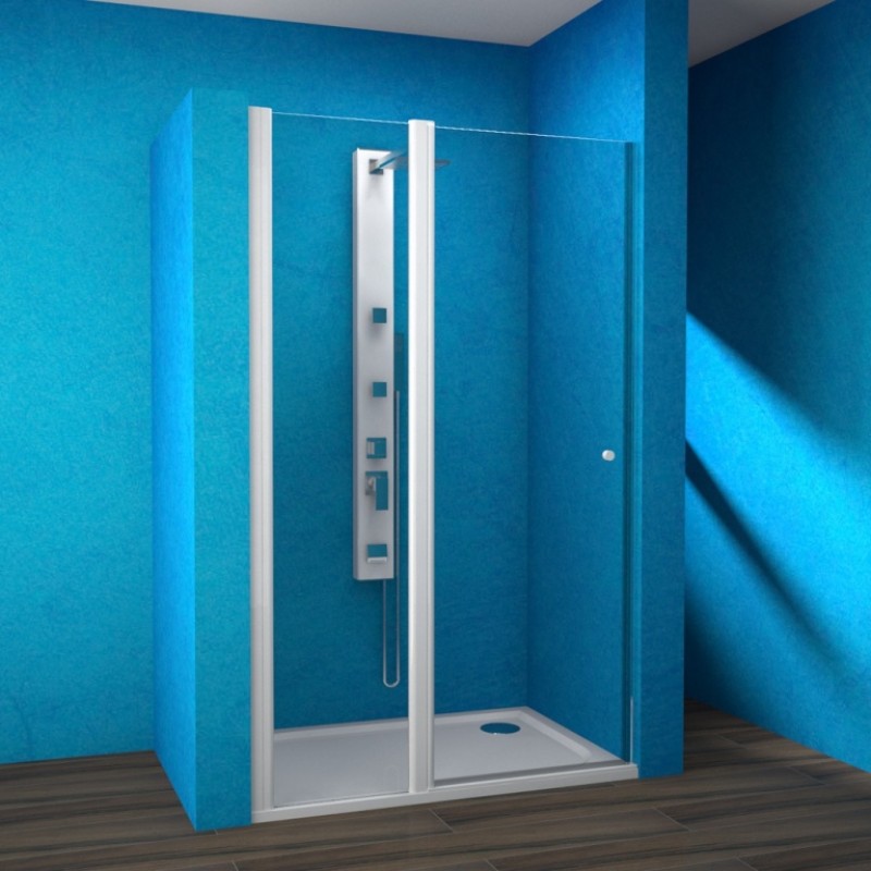 TEIKO Emotion ESDKR 1-1/140 L Sprchové dveře s pevnou stěnou 140x190cm, leštěný hliník V336140L55T41001