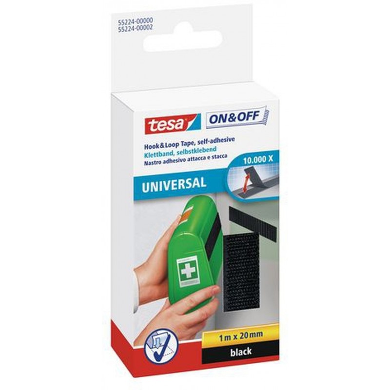 TESA Samolepicí suchý zip, černý, obě strany, 1 m x 20 mm 55224-00000-02 TESA Samolepicí suchý zip, černý, obě strany, 1 m x 20 mm 55224-00000-02