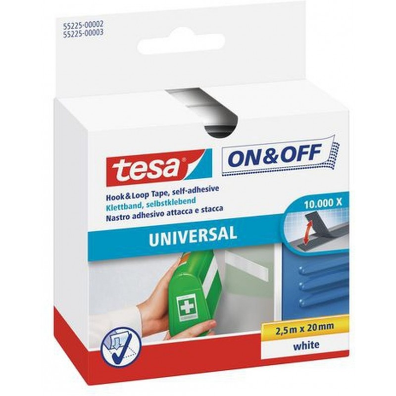 TESA Samolepicí suchý zip, bílý, obě strany, 2,5 m x 20 mm 55225-00002-01 TESA Samolepicí suchý zip, bílý, obě strany, 2,5 m x 20 mm 55225-00002-01