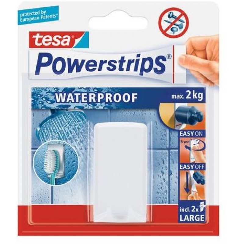 TESA Powerstrips Waterproof háček voděodolný, na zubní kartáček, bílý plast, nosnost 2kg 59702-00000-00 TESA Powerstrips Waterproof háček voděodolný, na zubní kartáček, bílý plast, nosnost 2kg 59702-00000-00