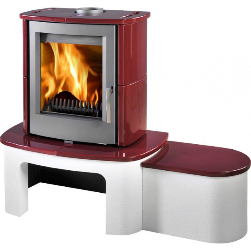 THORMA GRAZ Krbová kamna černá/bílý podstavec/bordó