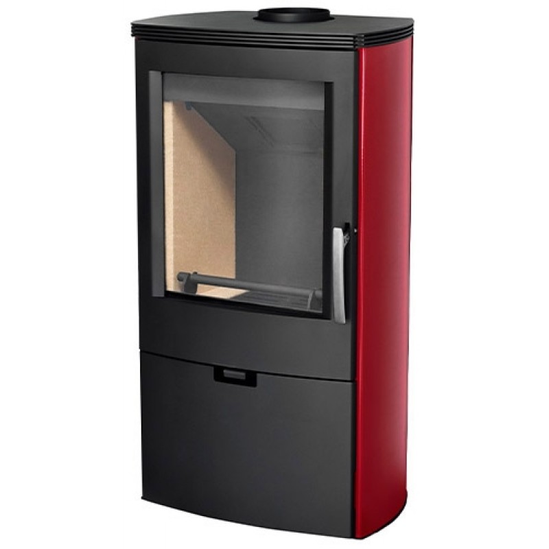 THORMA FALUN II Aqua Krbová kamna černá/vínovočervená s výměníkem